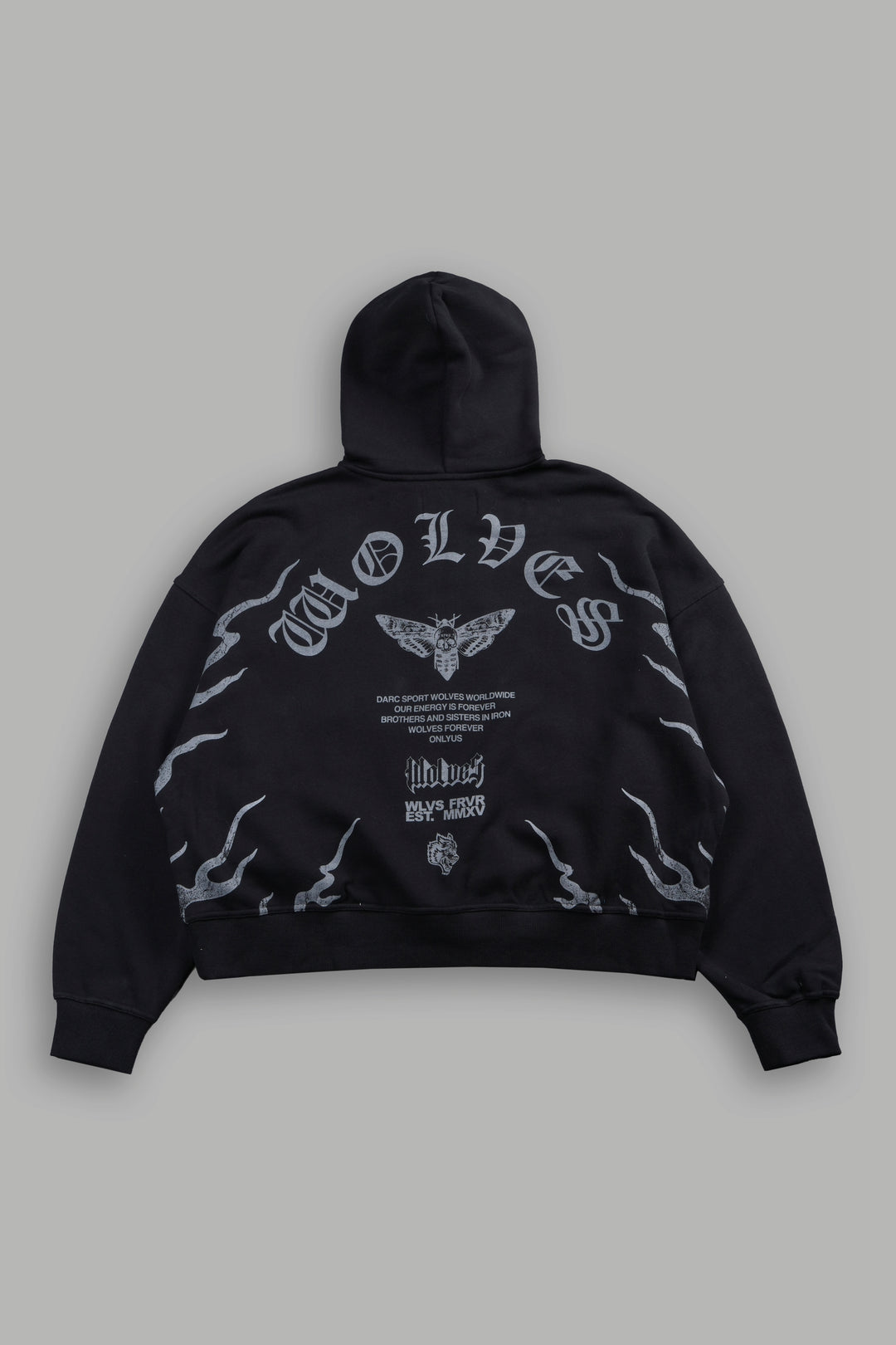 Wolves Never Back Down V2 Vex Double Zip Hoodie in Black