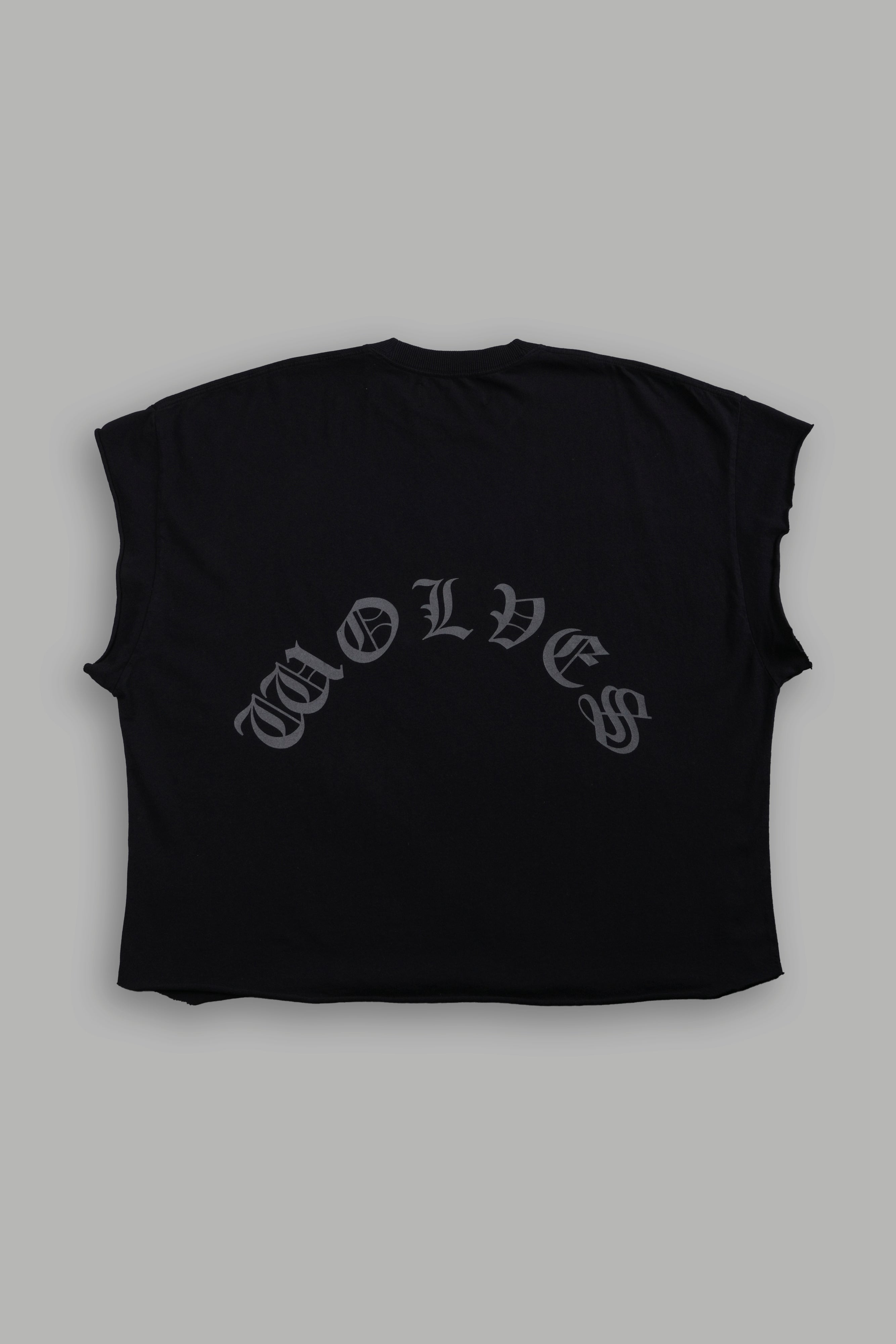 Our Clubs Grunge Cut-Off Tee in Black