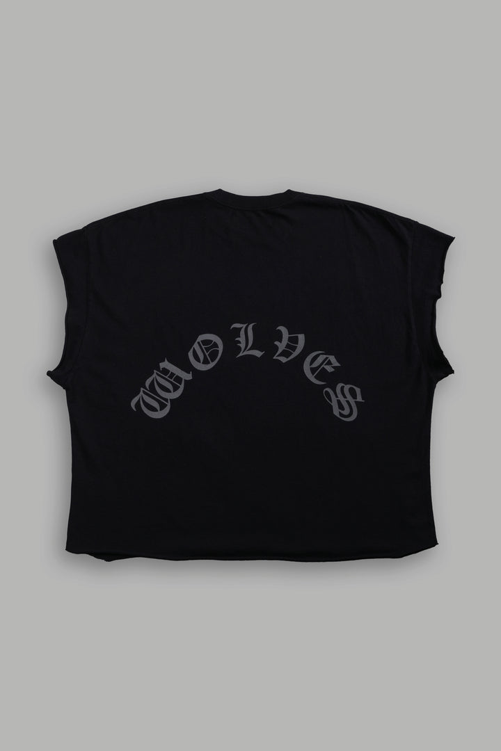 Our Clubs Grunge Cut-Off Tee in Black