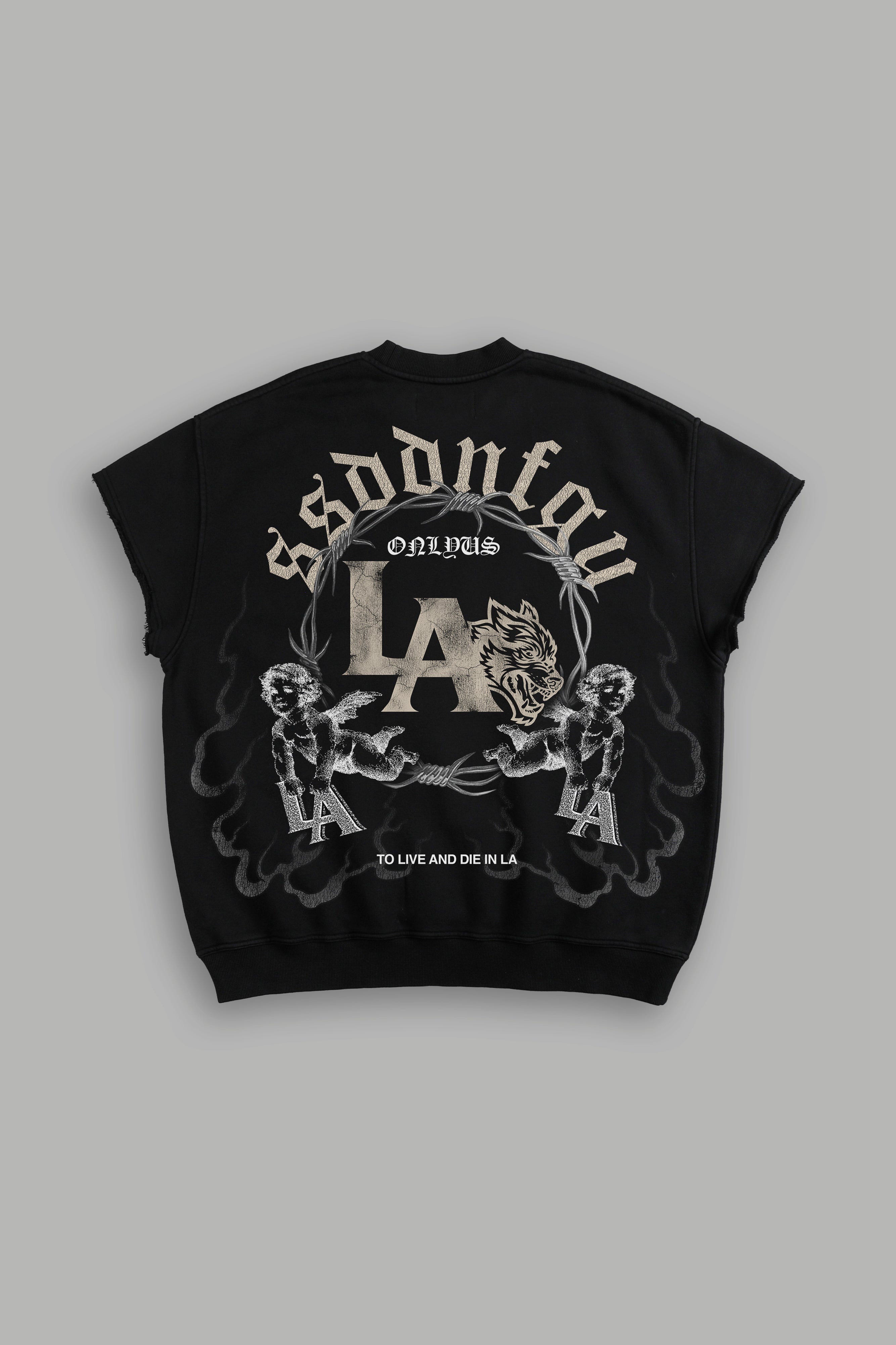 La Heritage Cap Sleeve London Crewneck in Black