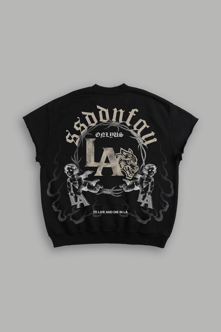 La Heritage Cap Sleeve London Crewneck in Black