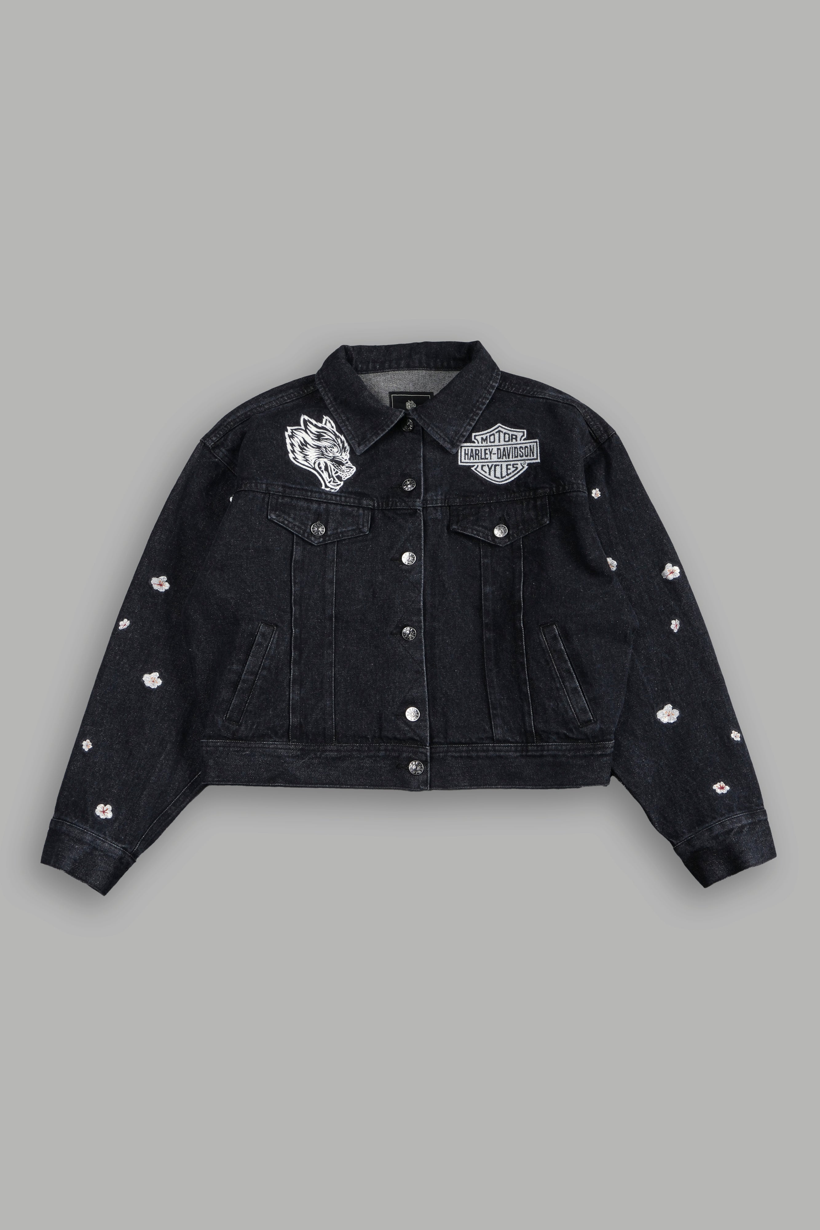 Harley-Davidson Wolves She American Denim Jacket in Black