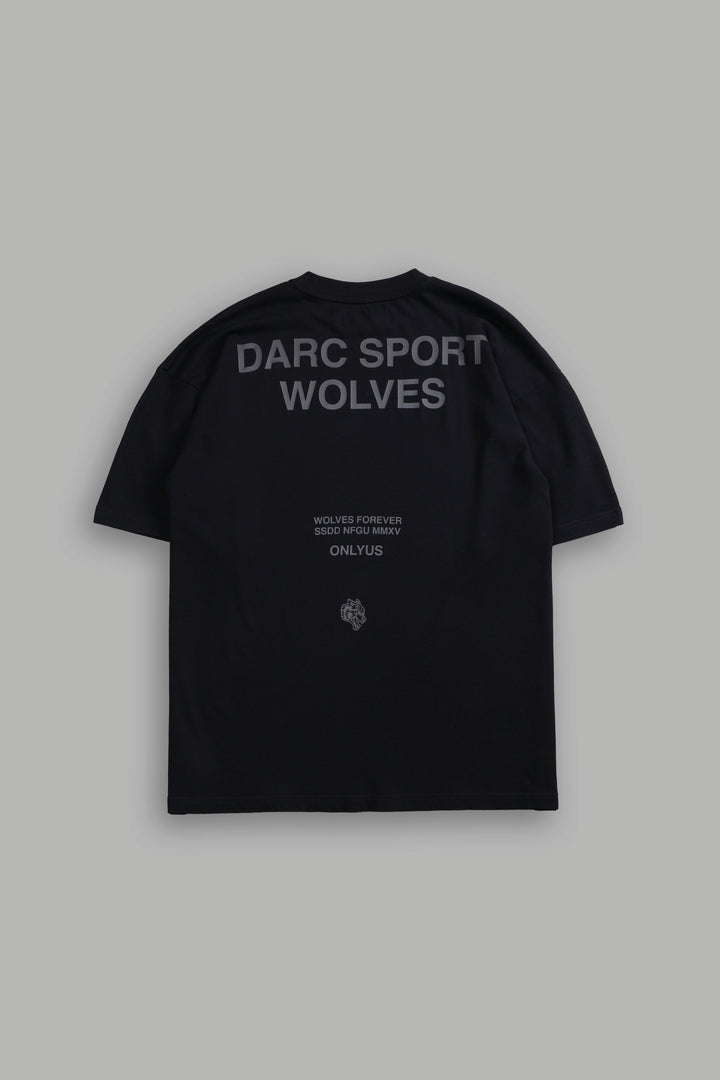 Darc Sport Wolves "Premium" Oversized Tee in Black/Black