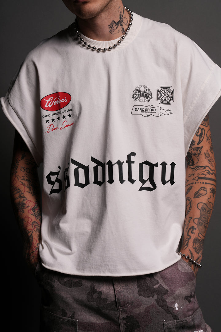 Us Forever Grunge Cut-Off Tee in Cream