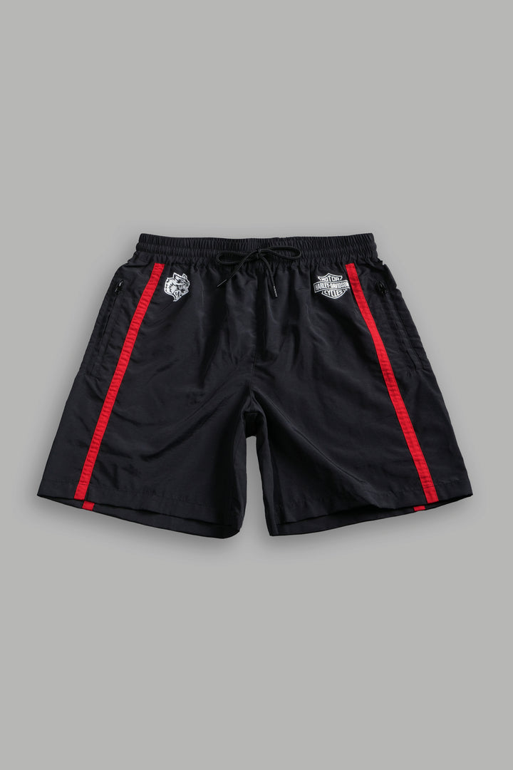 H-D Mantra Remind Track Shorts in Black