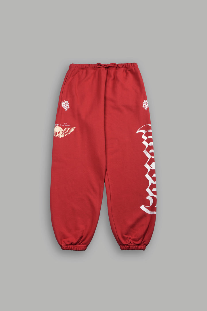 Free Will V2 Lightweight Lounger Sweat Pants in Roman Red