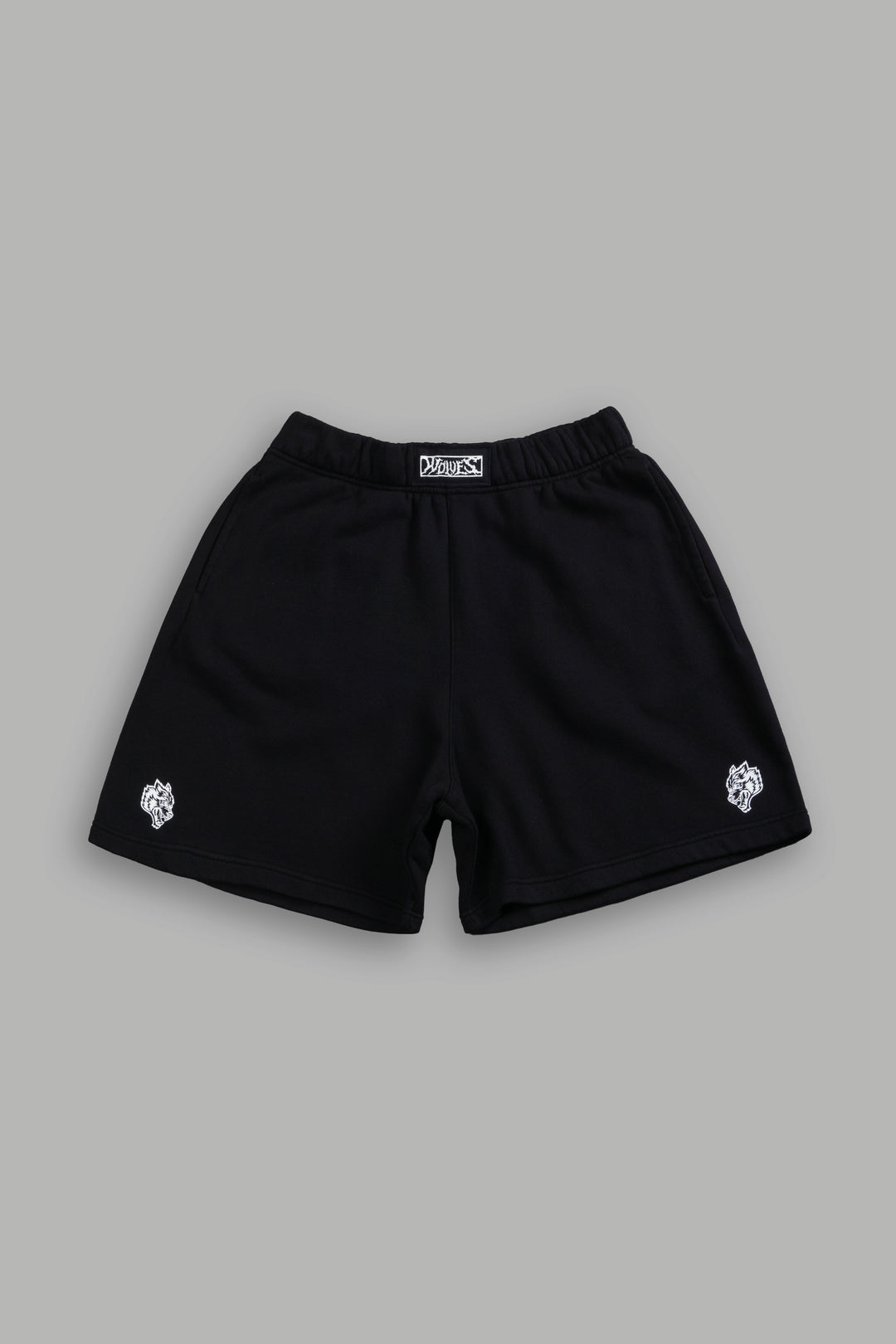 Box Patch Dual Post Lounge Sweat Shorts V2 in Black