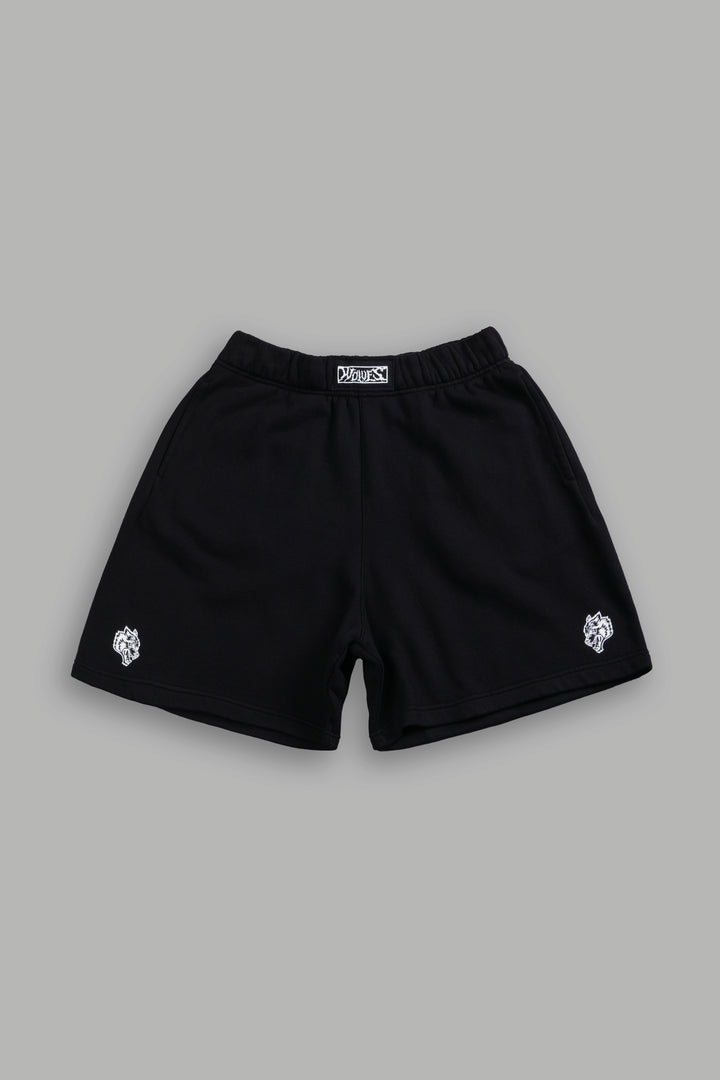 Box Patch Dual Post Lounge Sweat Shorts V2 in Black