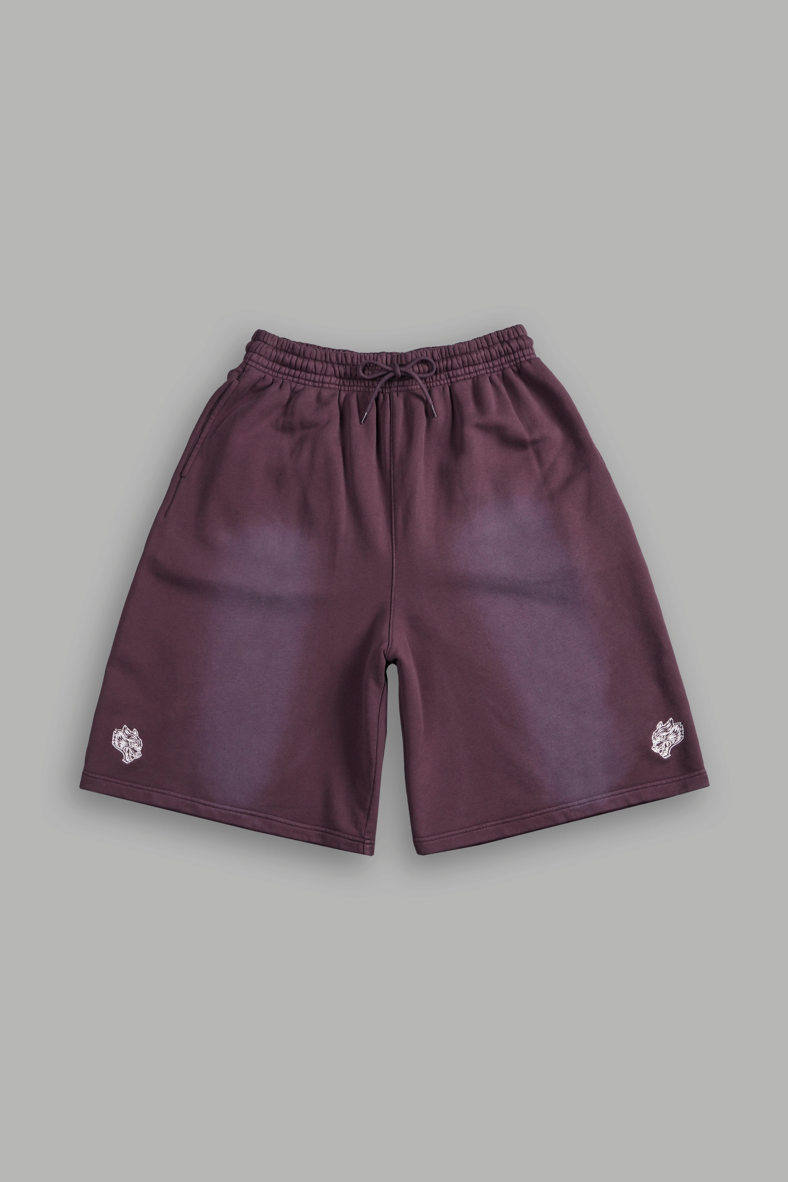 Dual Oversized Osiris Sweat Shorts in Darc Purple Sun Fade