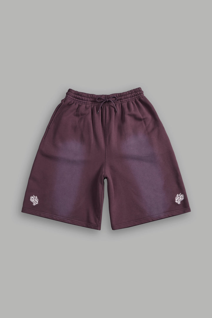 Dual Oversized Osiris Sweat Shorts in Darc Purple Sun Fade