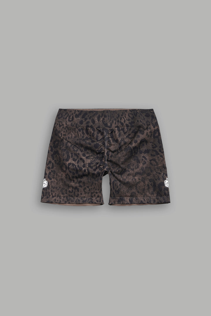 Dual Wolf Harlow Soft Seamless Shorts in Darc Brown Leopard