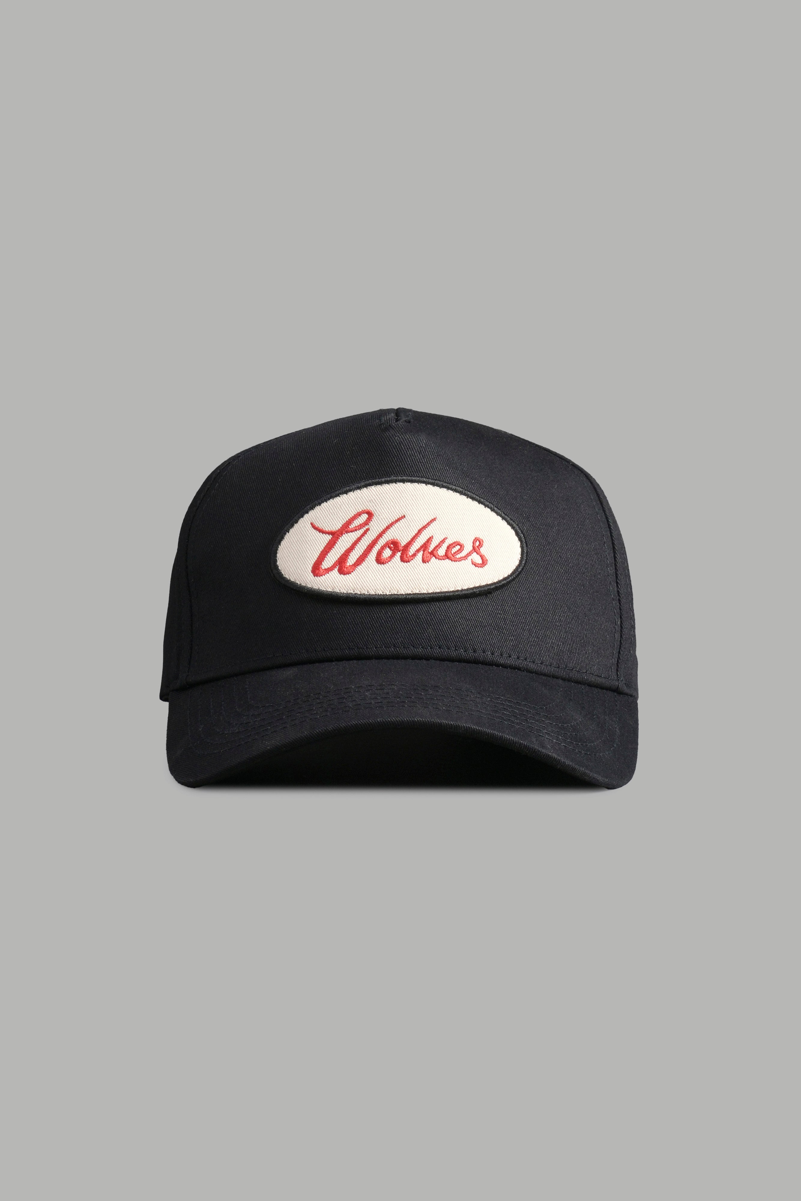 Wolves Script 5 Panel Hat in Black