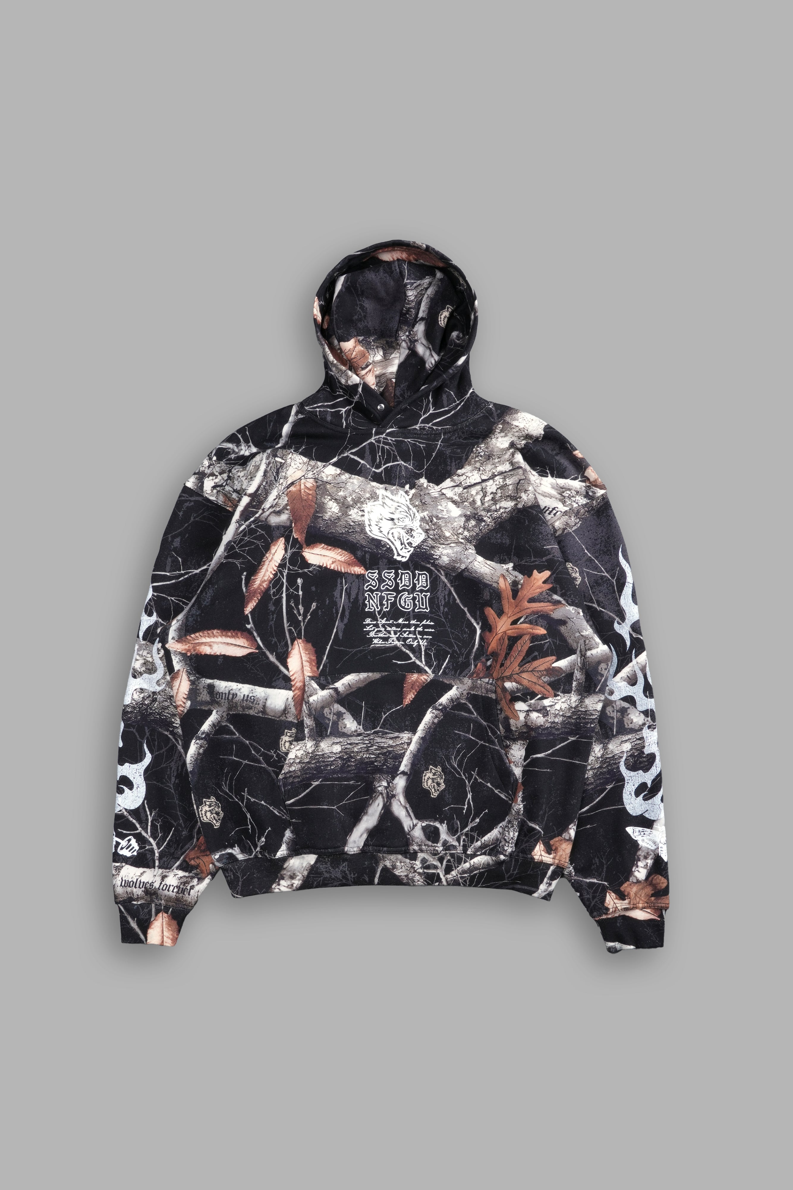 NFGU Mempo Flames "Pierce" Hoodie in Darc Woodland Camo