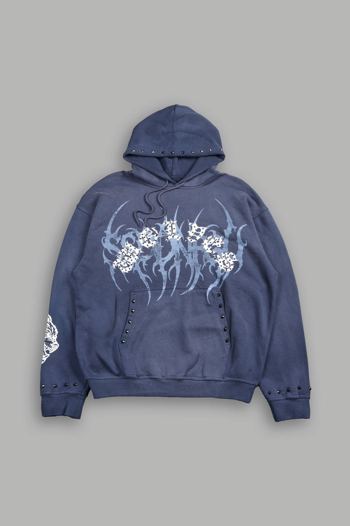 Studded Mantra Bishop Hoodie In Storm Blue Super Sun Fade
