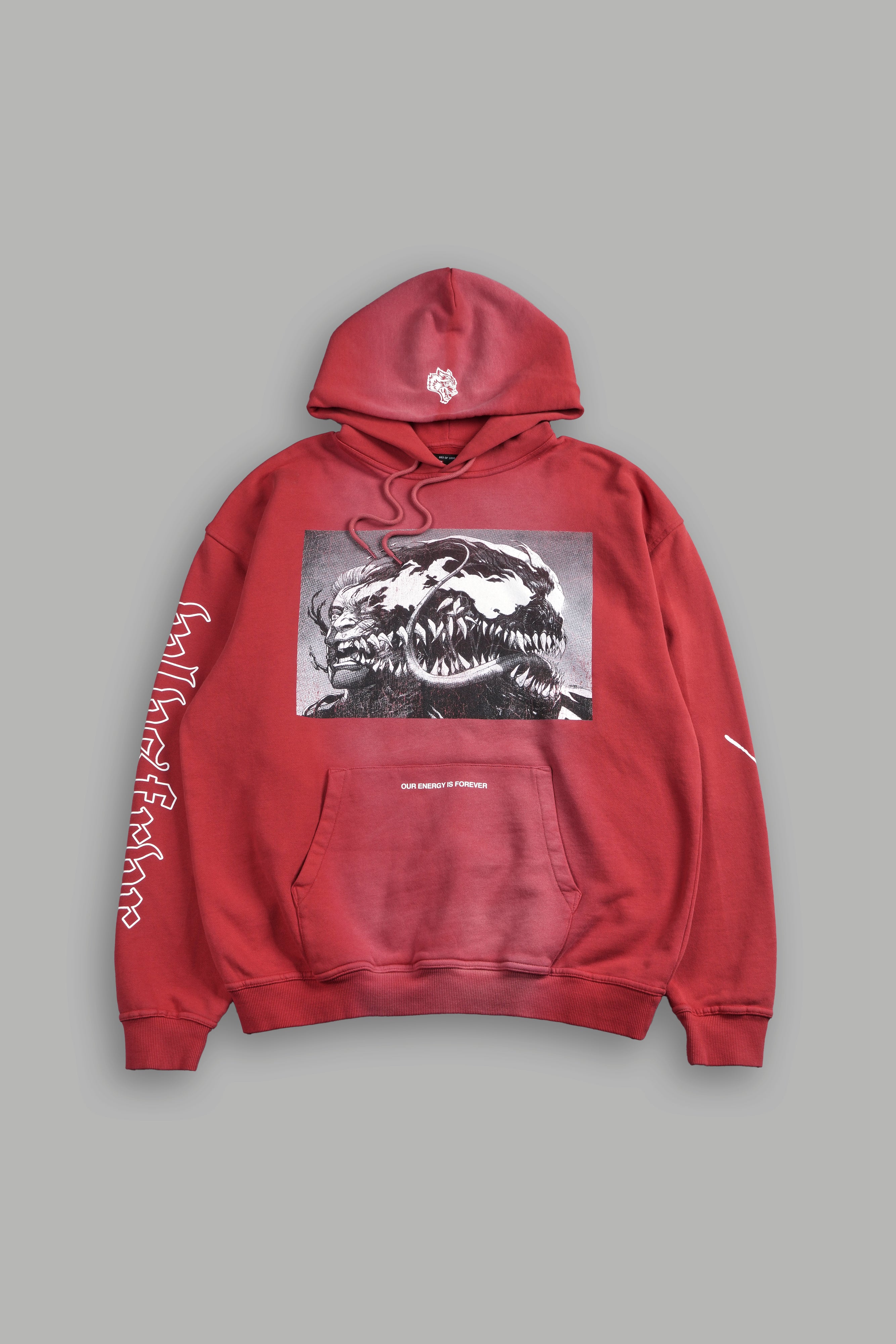 Seed Of Darcness Unisex "B" Hoodie in Roman Red Tonal Sun Fade