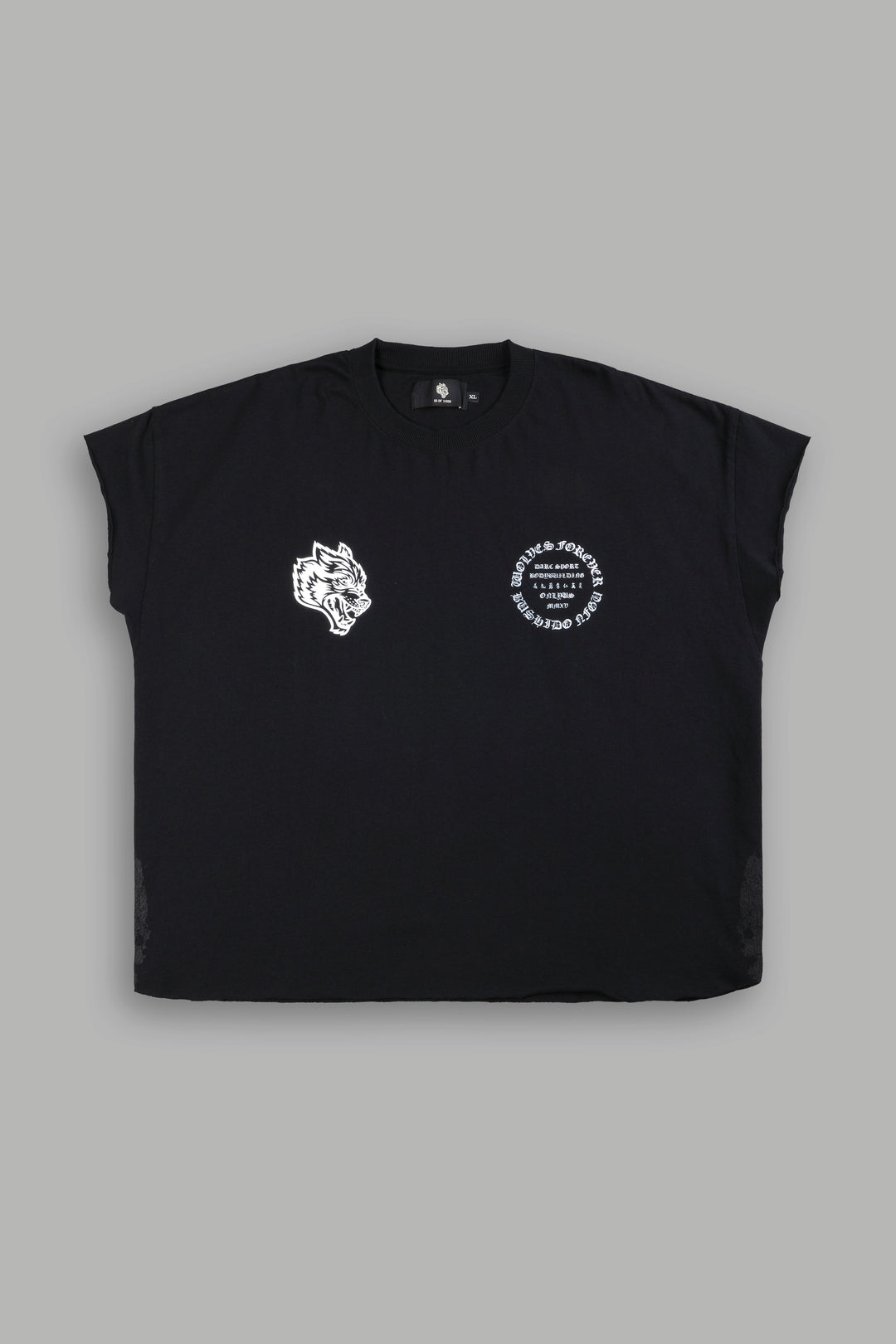 Warrior's Fire Grunge Cut-Off Tee in Black