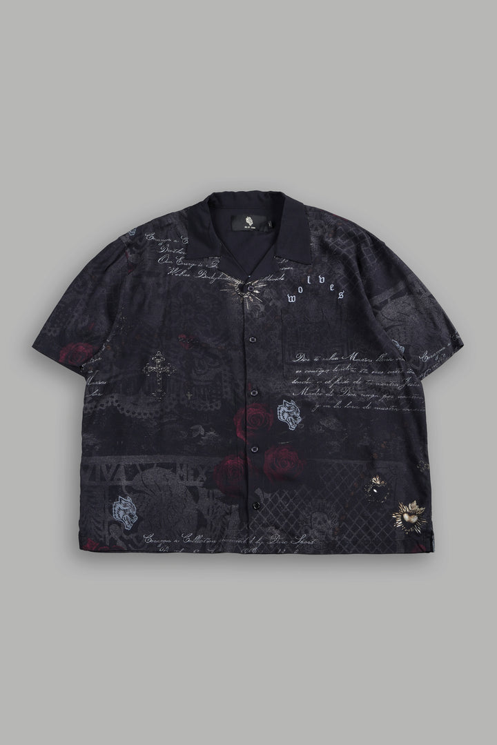 Wolves Pyramid Romero Mid Length Button Up In Rosas Del Corazon