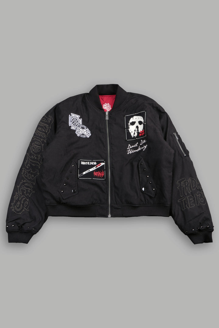 Jason Frvr Cloud Quilted Reversible Bomber Jacket In Black/Oxblood