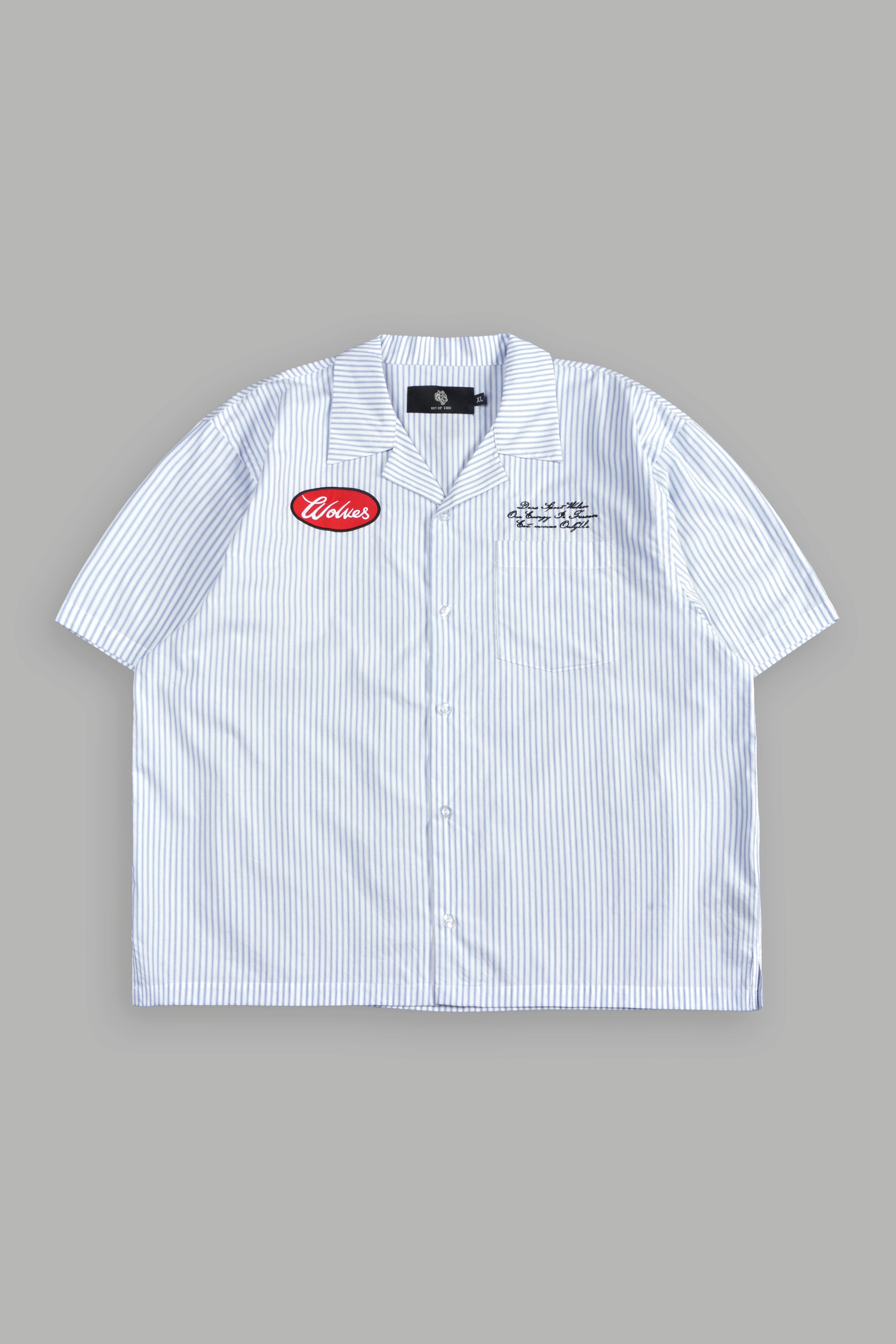 Ride With Us Dalton Mid Length Button Up in White/Blue
