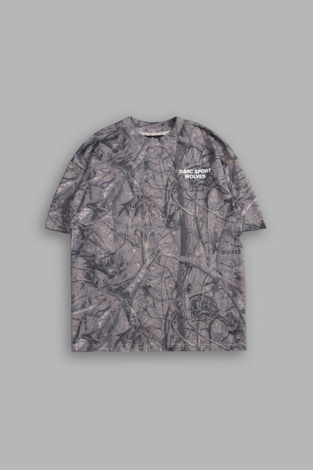 Darc Sport Wolves "Premium" Oversized Tee in Driftwood Wolf Forest Camo