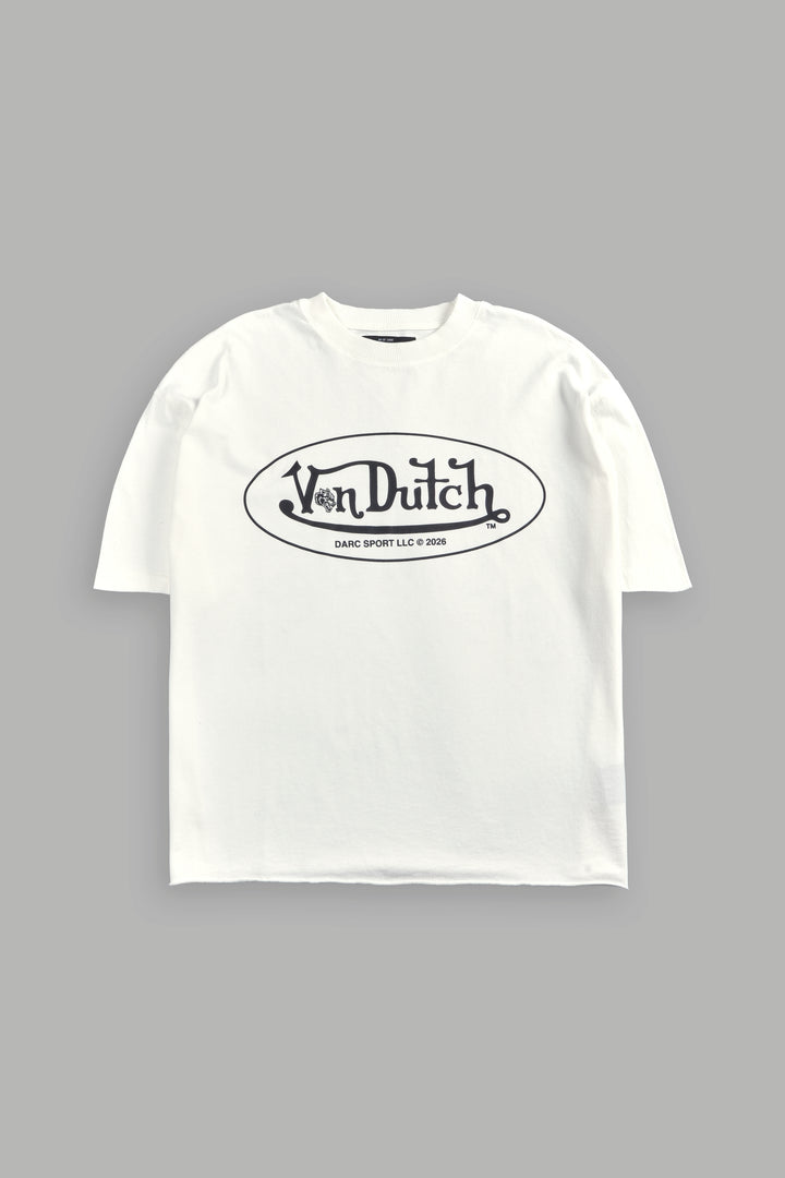 DSVD Legacy Grunge Mid-Length Raw Hem Tee in Cream