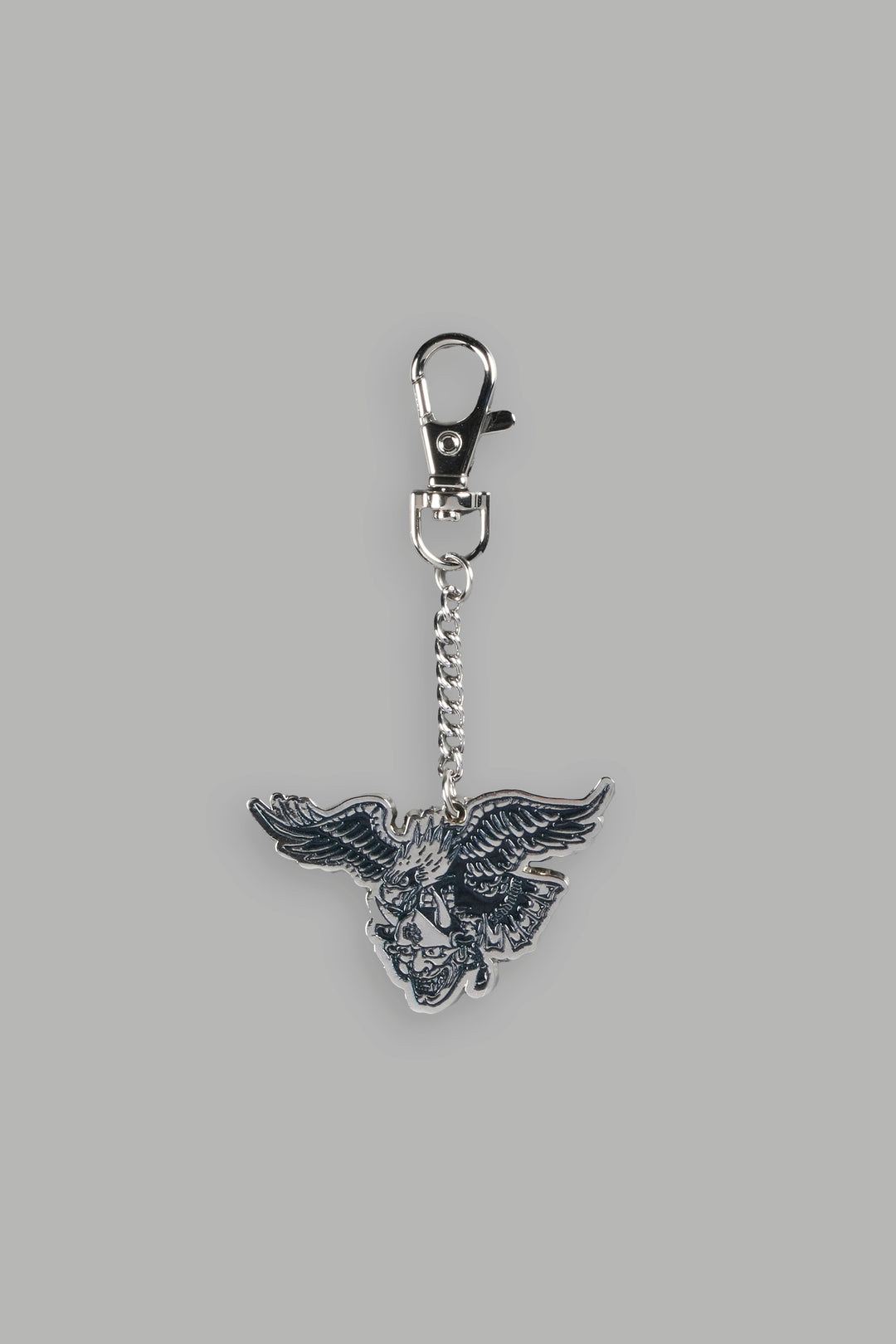 Eagle Oni Mask Keychain in Silver/Black