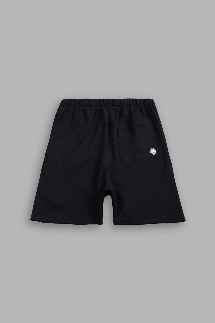 Dama De Las Rosas Grunge Oversized Raw Hem Post Lounge Sweat Shorts In Black