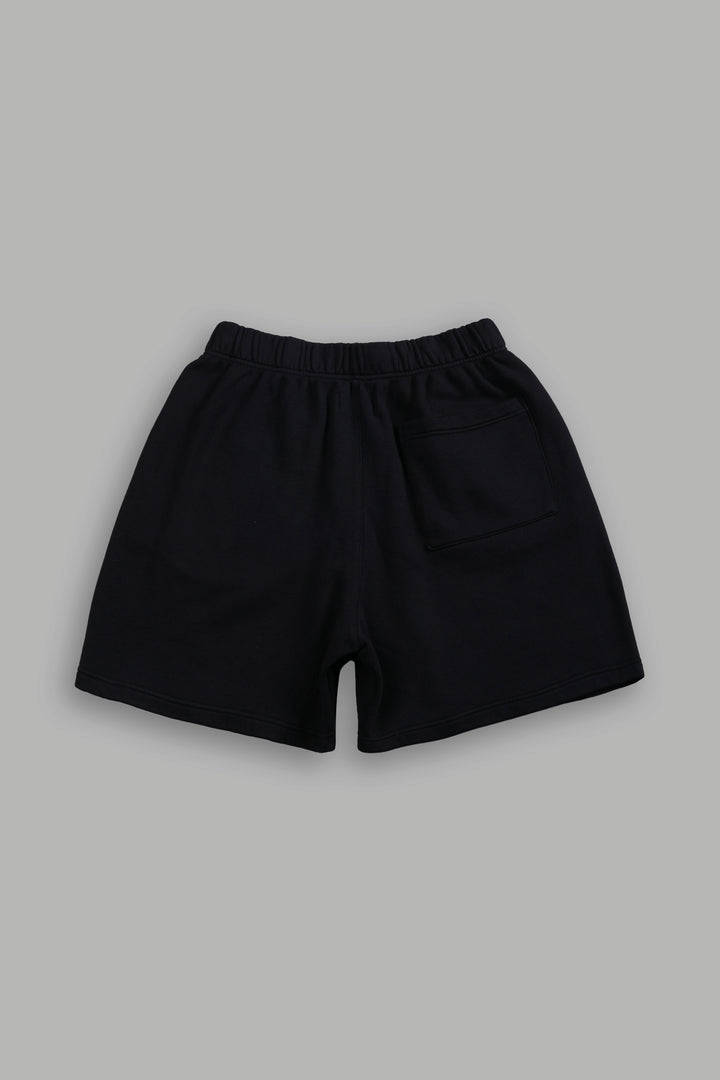 Box Patch Dual Post Lounge Sweat Shorts V2 in Black