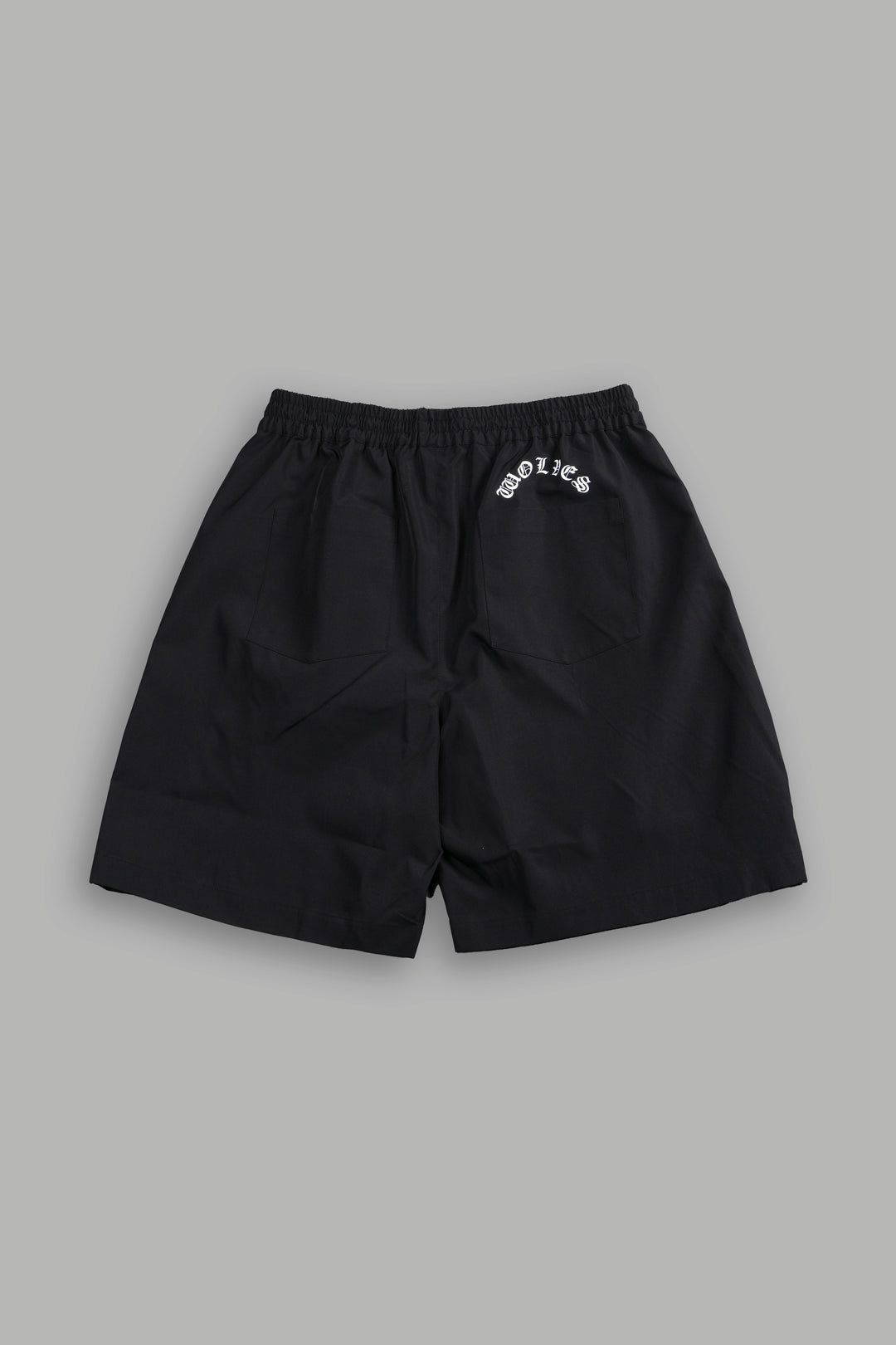 Dual Wolf Chopper Brolic Track Shorts in Black/Black