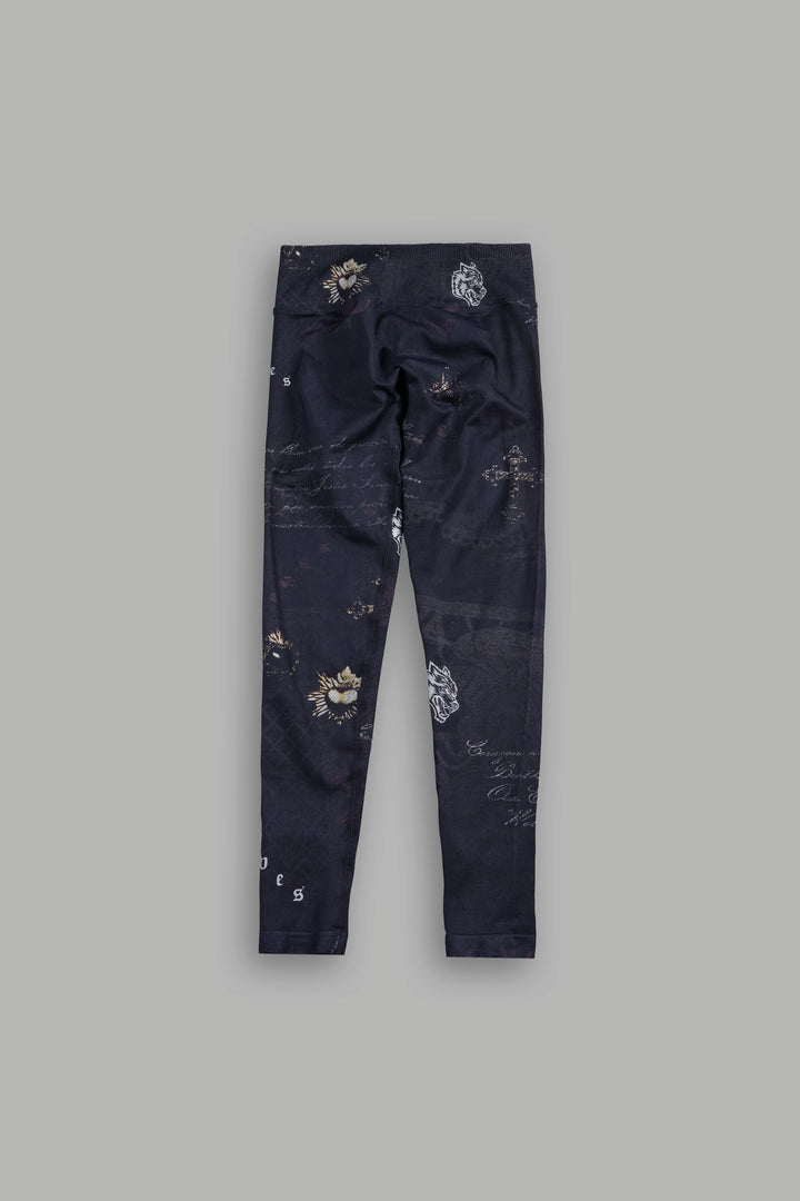 Wolves Pyramid Evey Seamless Leggings In Midnight Sorrow