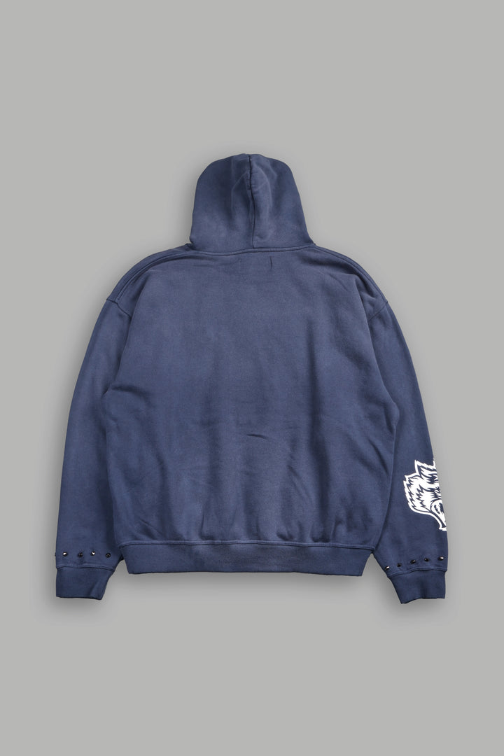 Studded Mantra Bishop Hoodie In Storm Blue Super Sun Fade