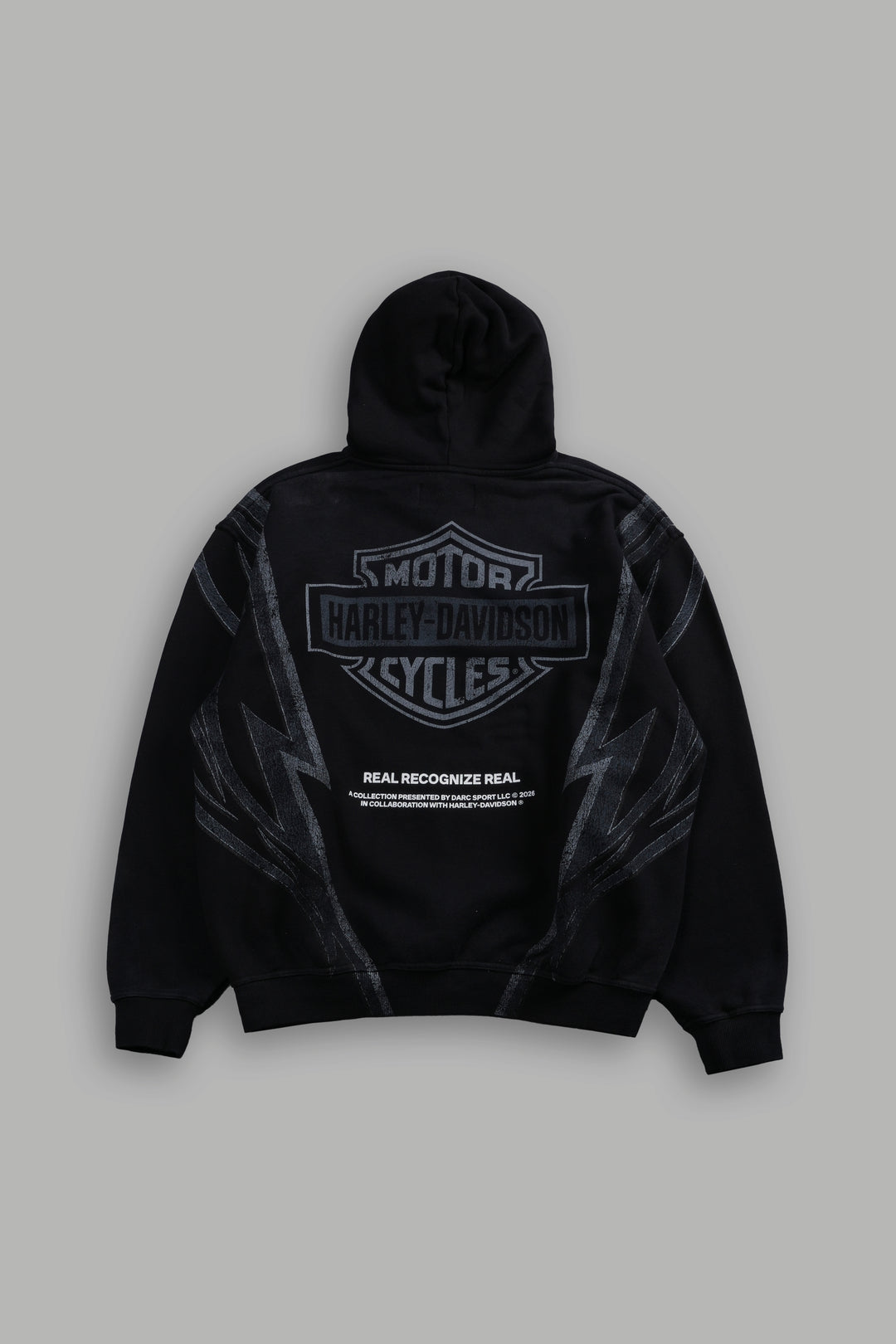 Real Recognize Real Unisex "Pierce" Hoodie in Black Drift Wash