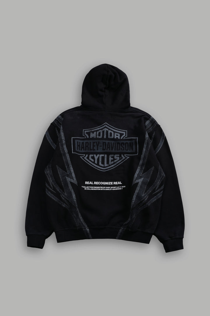 Real Recognize Real Unisex "Pierce" Hoodie in Black Drift Wash