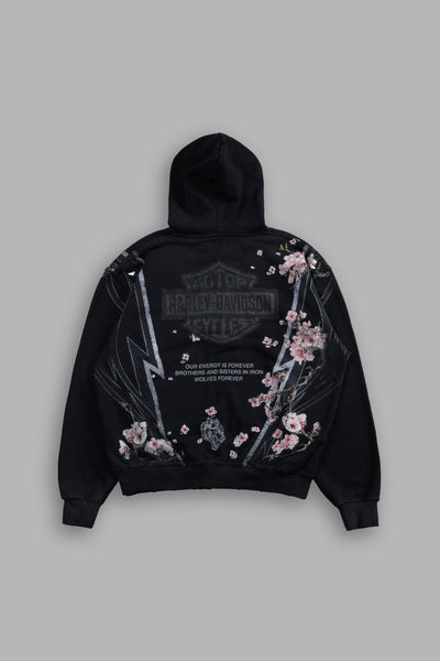 Iron Sakura Grunge Moatis Zip Hoodie in Black Drift Wash – DarcSport