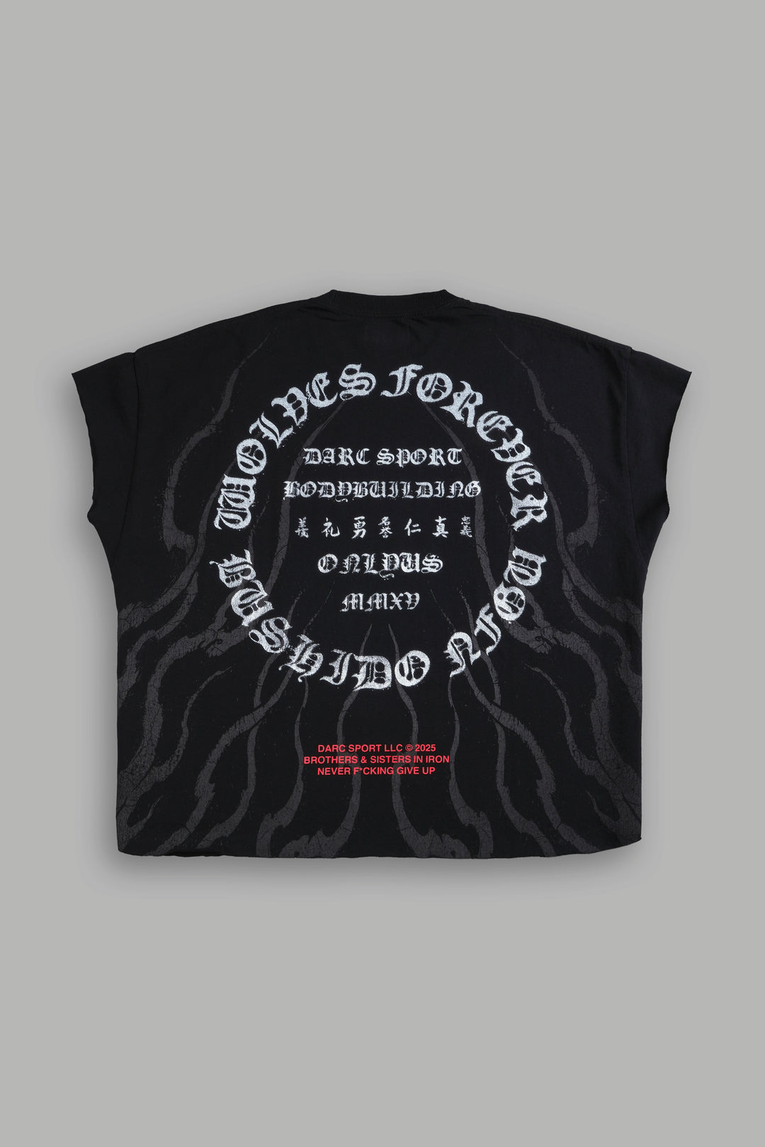 Warrior's Fire Grunge Cut-Off Tee in Black