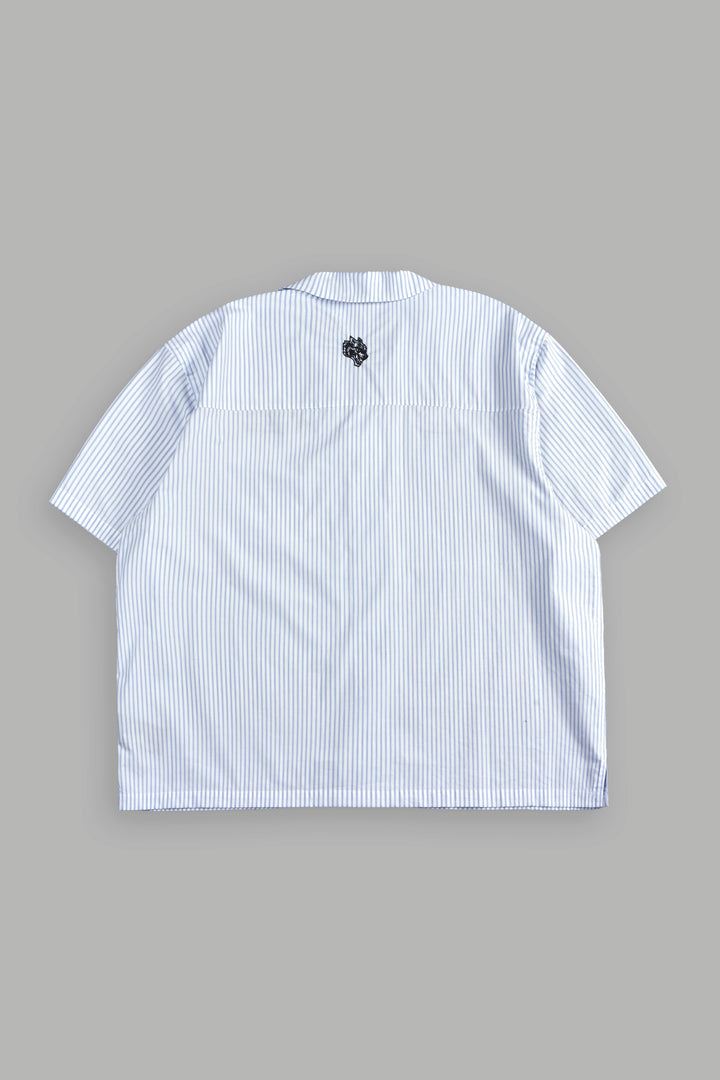 Ride With Us Dalton Mid Length Button Up in White/Blue