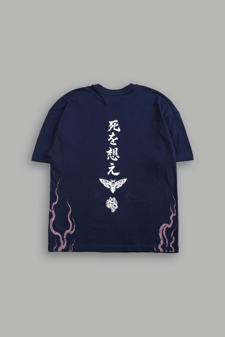 Mourning Flame Premium Oversized Tee in Navy