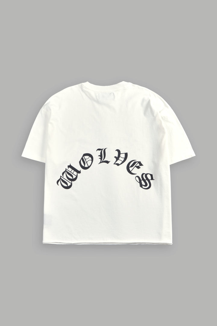 DSVD Legacy Grunge Mid-Length Raw Hem Tee in Cream