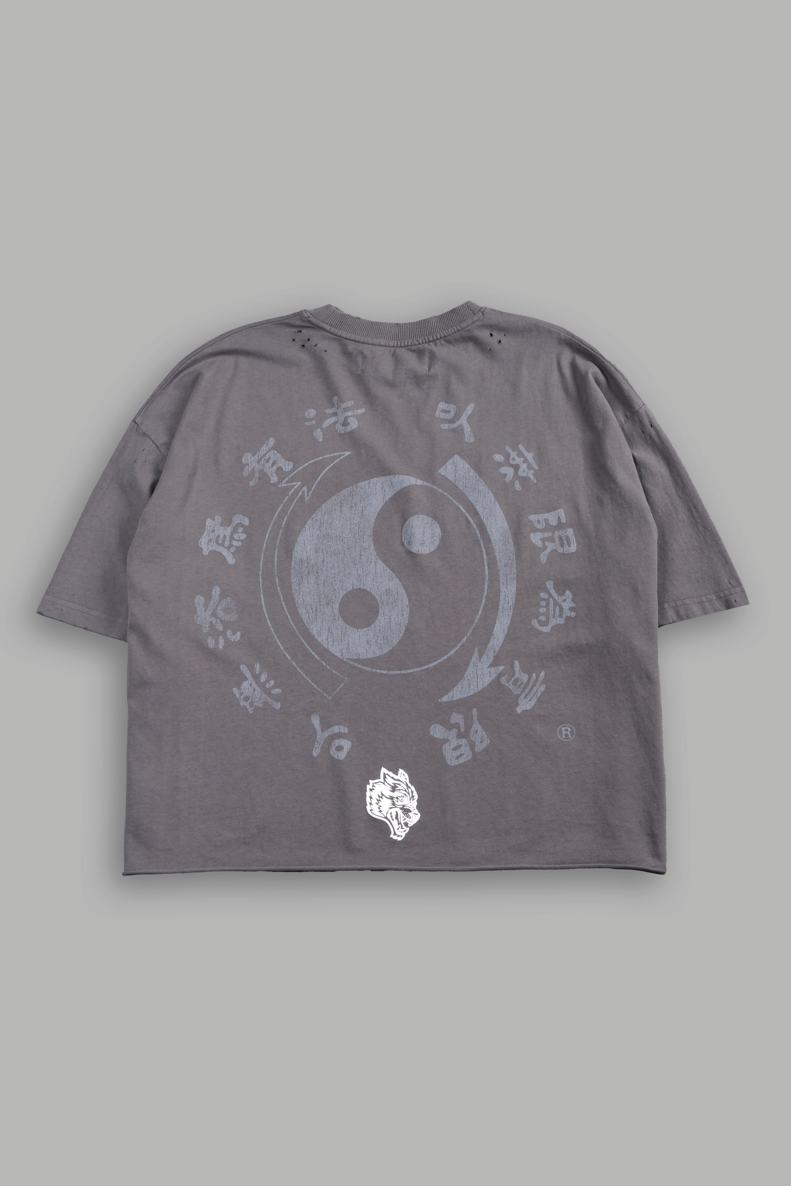 Bruce Lee Forever Distressed Grunge Box Cut Tee V2 in Slate Gray