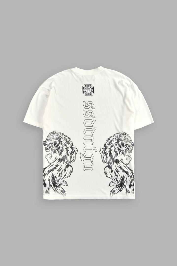 Alpha Wolf "Premium" Oversized Tee in Cream