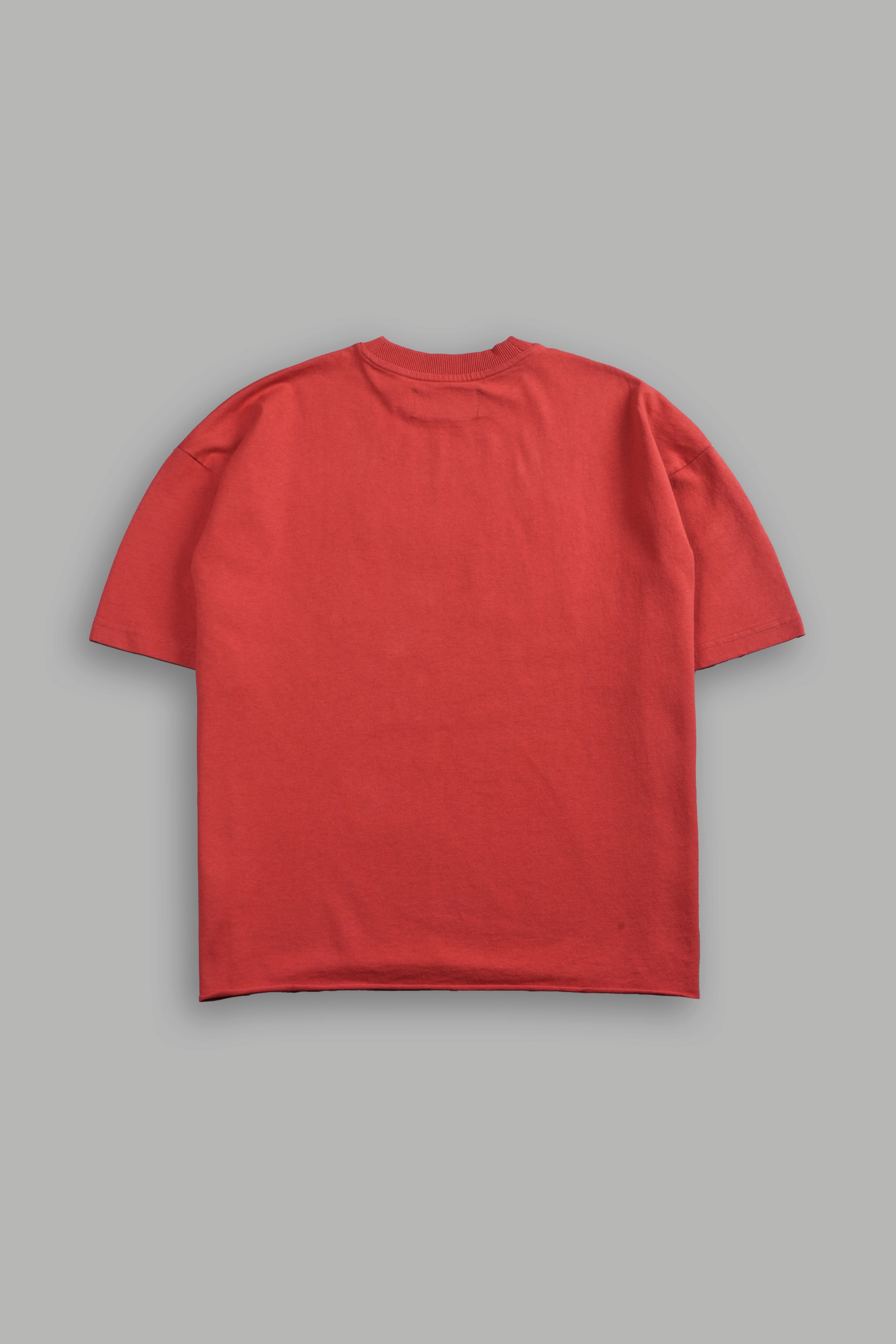 Loyalty Frvr Grunge Mid Length Raw Hem Tee in Roman Red