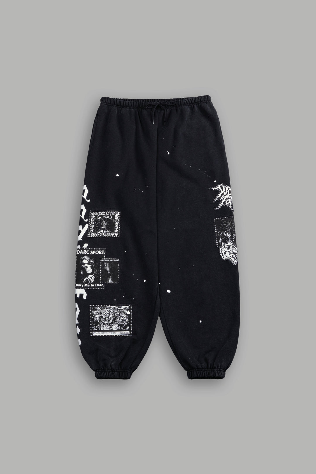 Stitched In Unisex Lounger Sweat Pants in Black Vandal Wash