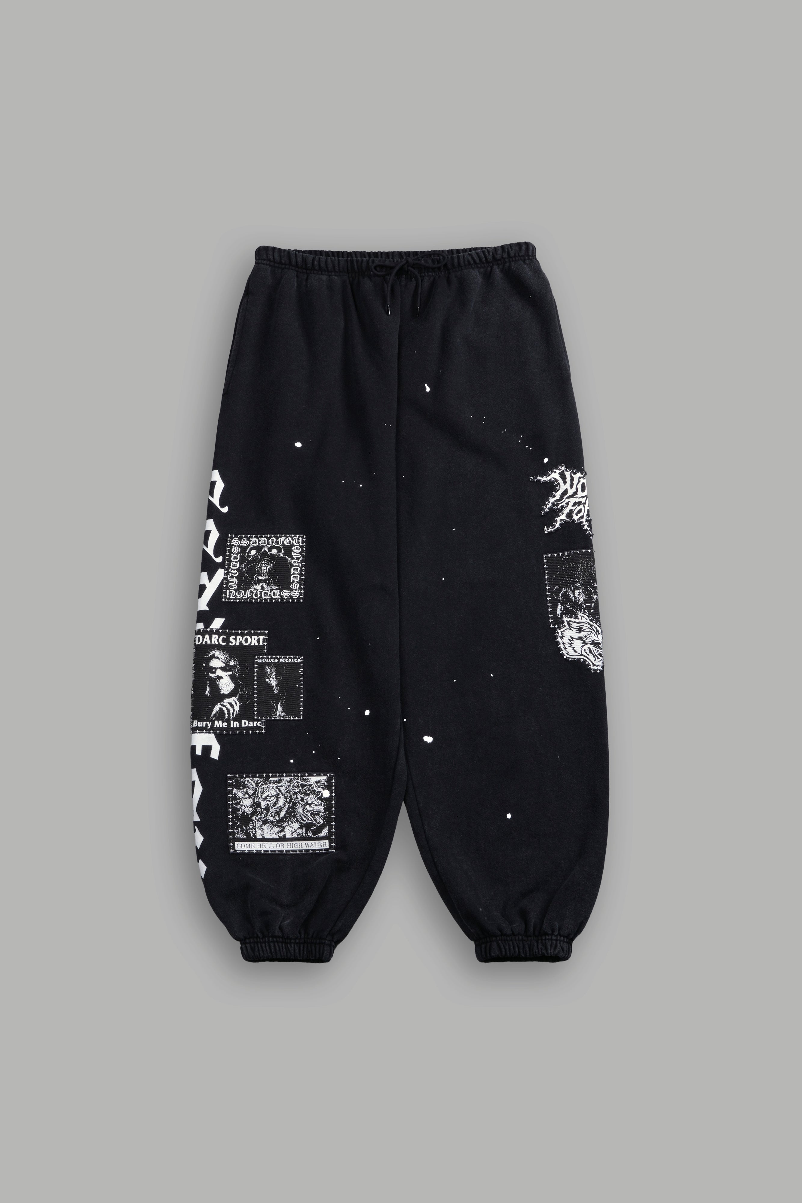 Stitched In Unisex Lounger Sweat Pants in Black Vandal Wash
