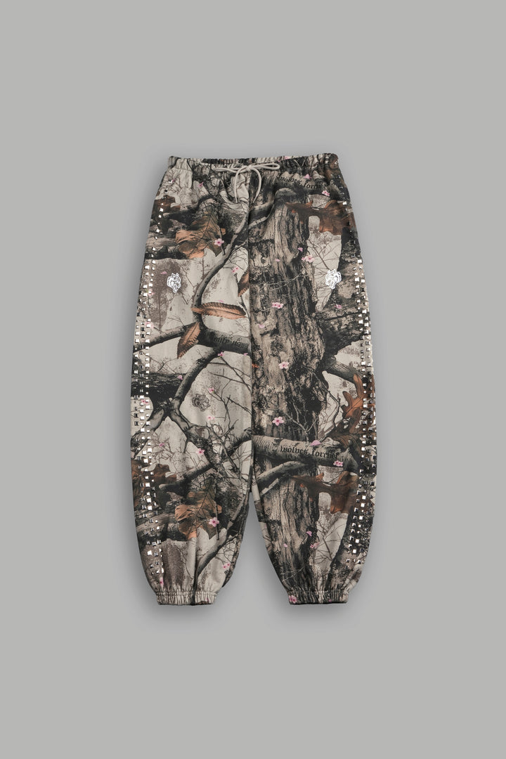 Dual Stud Lounger Sweat Pants in Cherry Blossom Woodland Camo