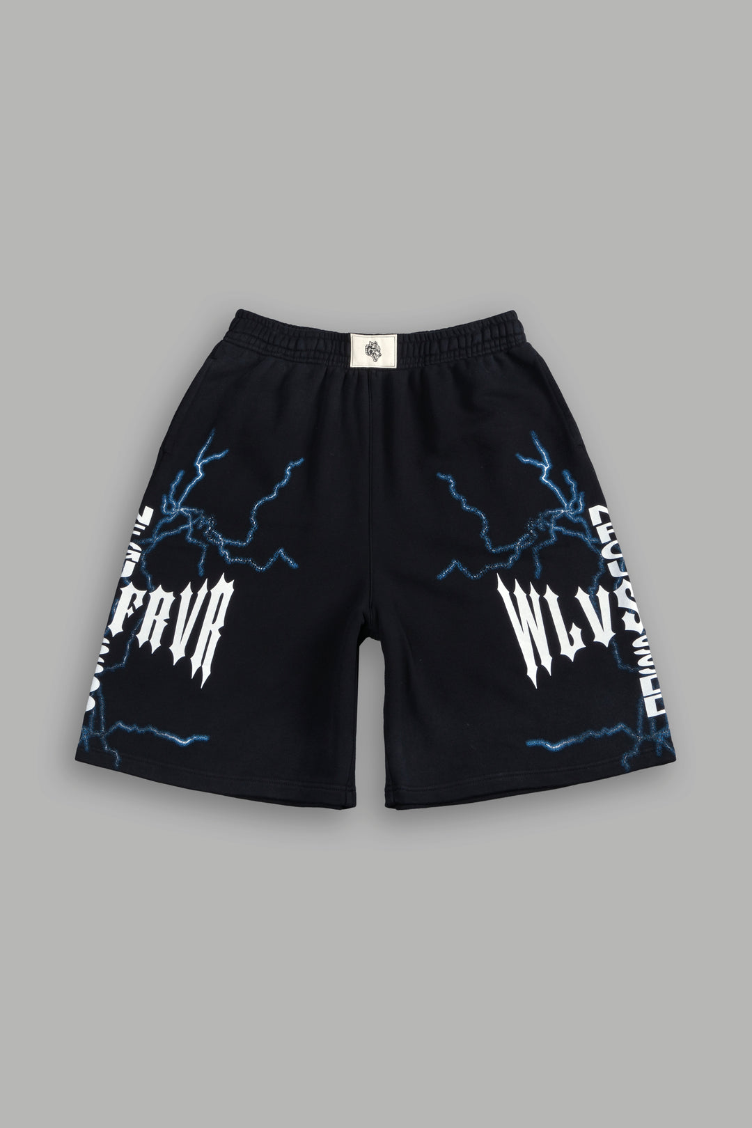 Iron Code Oversized Osiris Sweat Shorts in Black Drift Wash