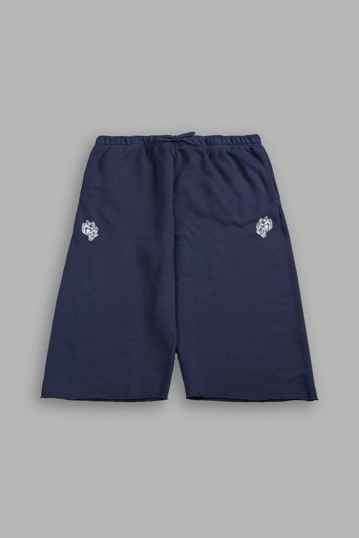 Dual Wolf Capri Sweat Pants In Storm Blue
