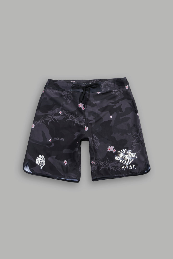 H-D Wolves Bruceys Board Shorts in Black