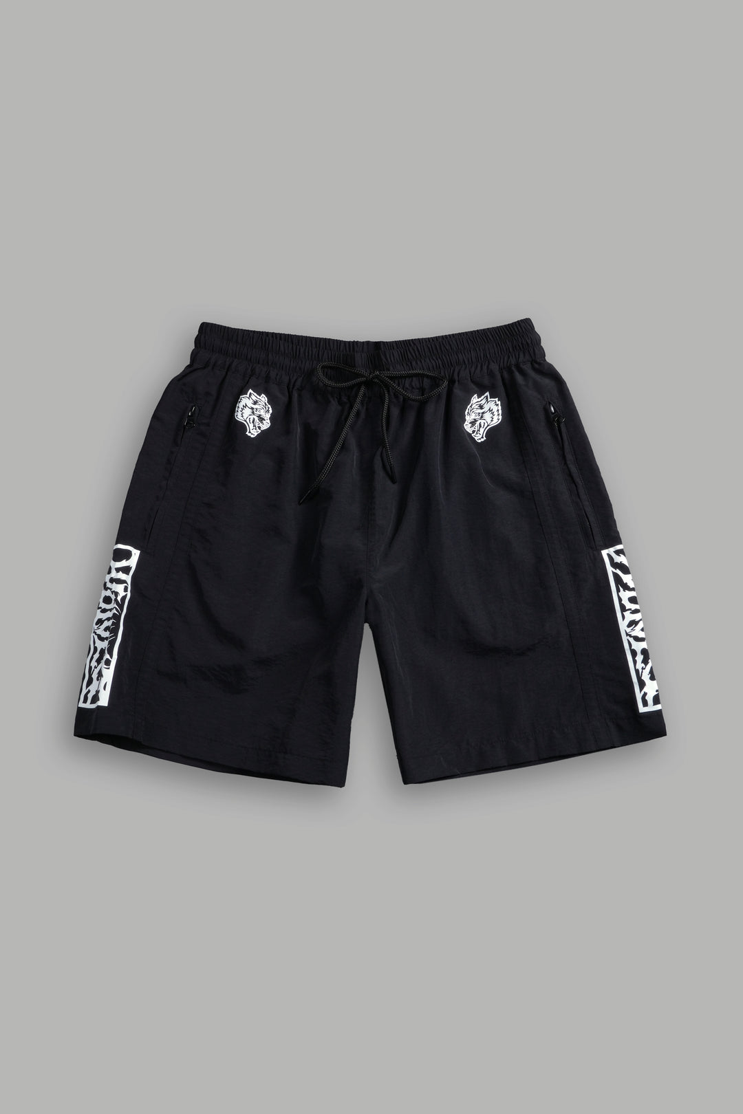Midnight Wolves Remind Track Shorts in Black/Black