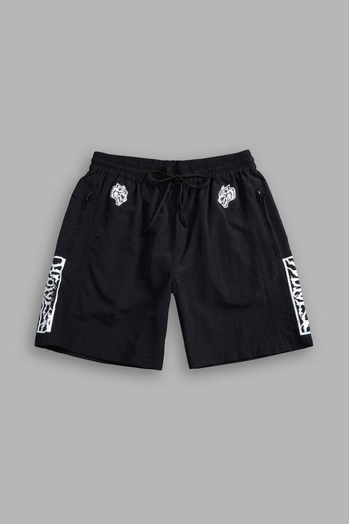 Midnight Wolves Remind Track Shorts in Black/Black