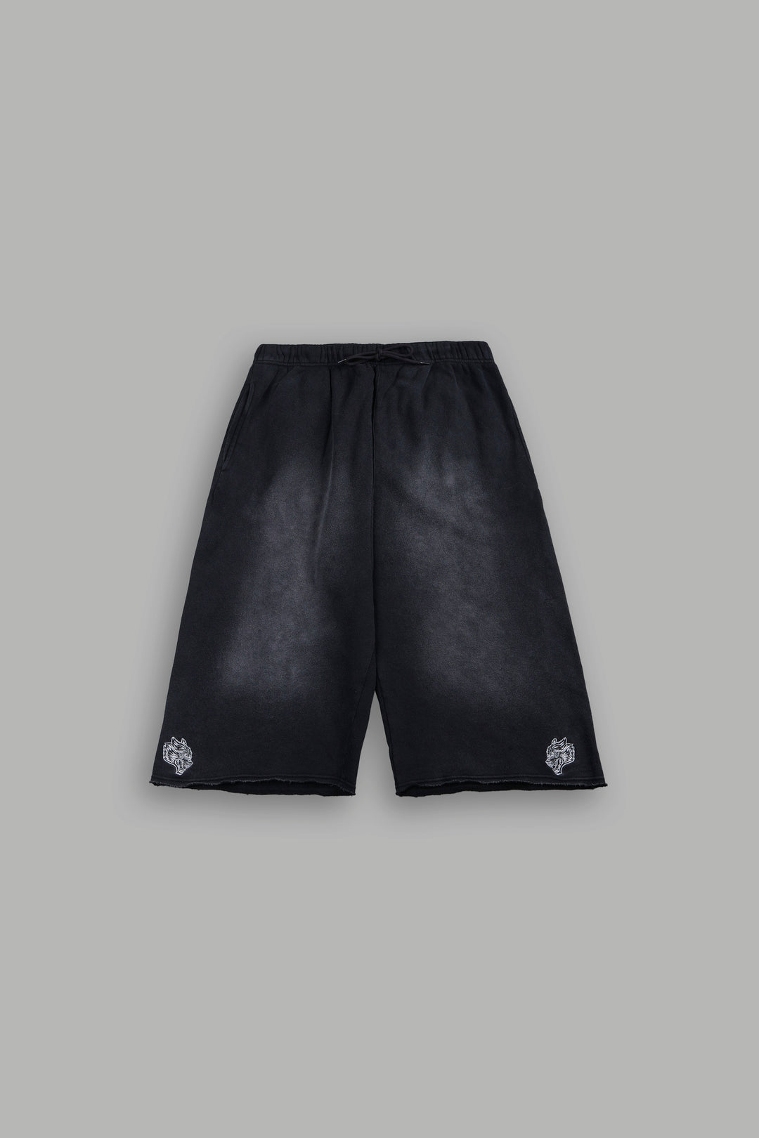 Dual Wolf Capri Sweat Pants In Black Super Sun Fade